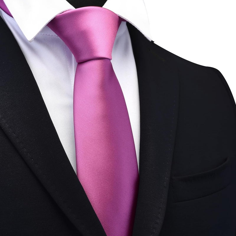 Branduce 3.15"（8cm） Mens Solid Satin Tie Pure Color Necktie for Business and Wedding + Gift Box - Image 2